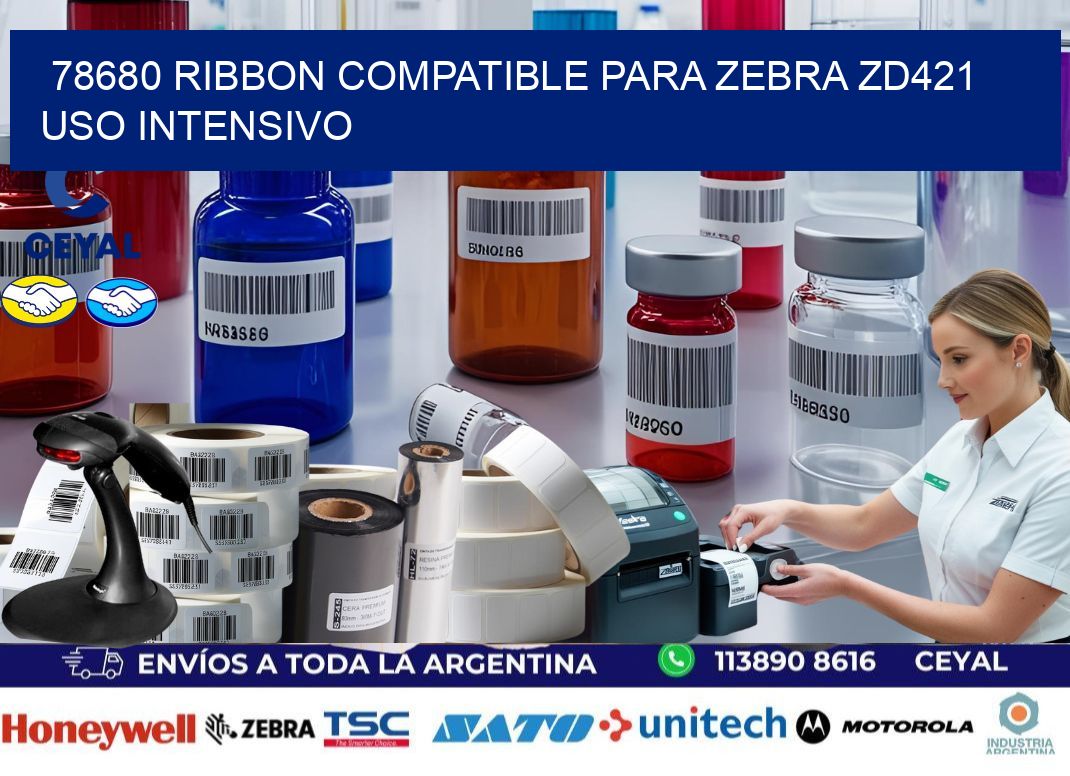 78680 ribbon compatible para zebra zd421 uso intensivo