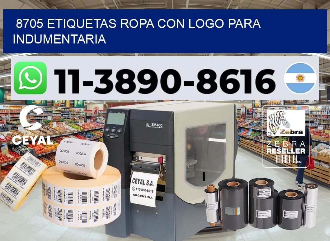 8705 Etiquetas ropa con logo para indumentaria