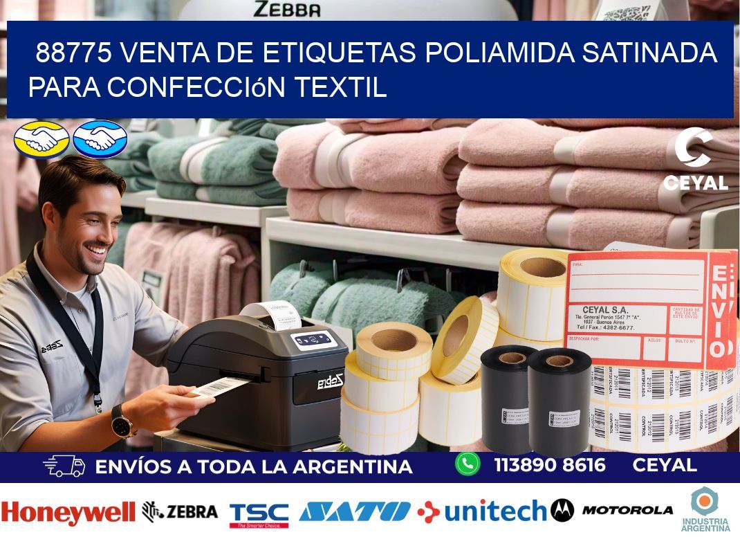 88775 venta de etiquetas poliamida satinada para confección textil