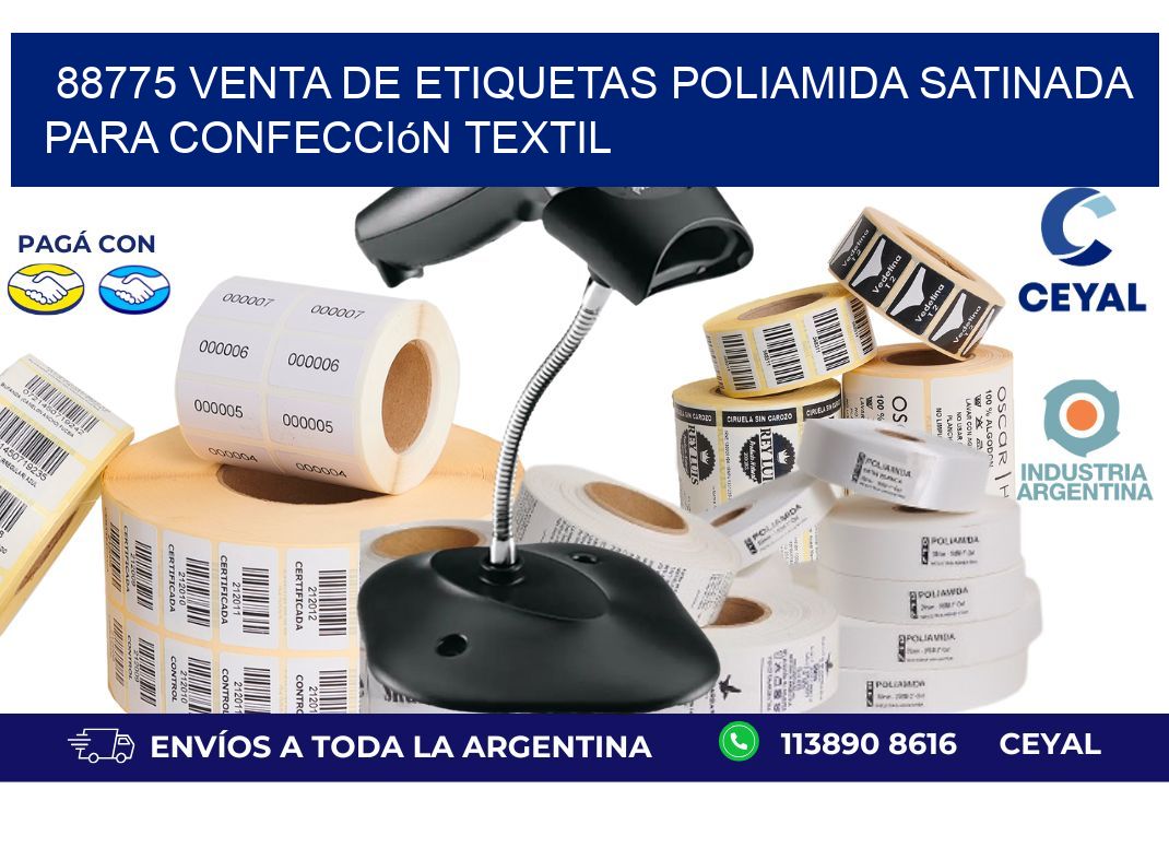 88775 venta de etiquetas poliamida satinada para confección textil