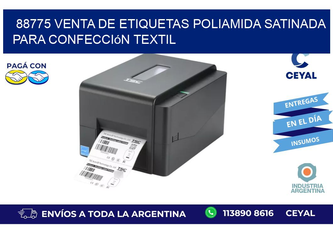 88775 venta de etiquetas poliamida satinada para confección textil