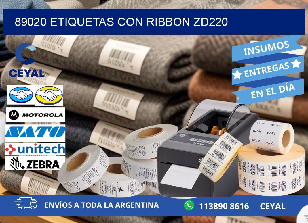 89020 etiquetas con ribbon zd220