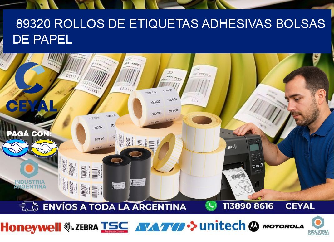 89320 rollos de etiquetas adhesivas bolsas de papel