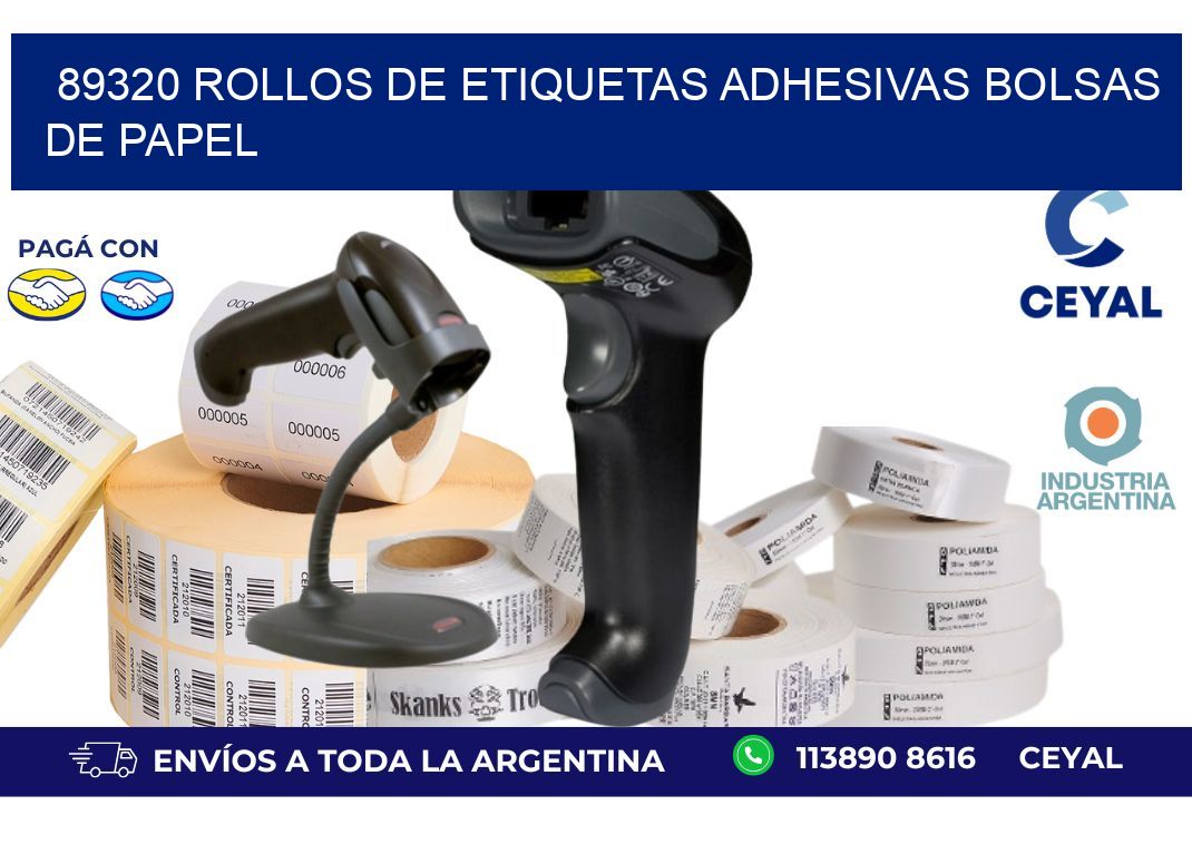 89320 rollos de etiquetas adhesivas bolsas de papel