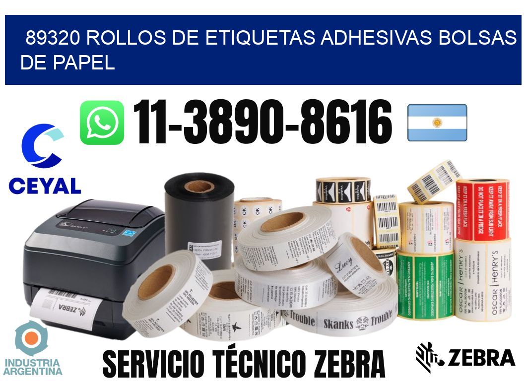 89320 rollos de etiquetas adhesivas bolsas de papel