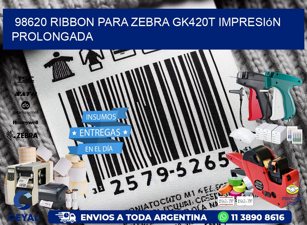 98620 ribbon para zebra gk420t impresión prolongada
