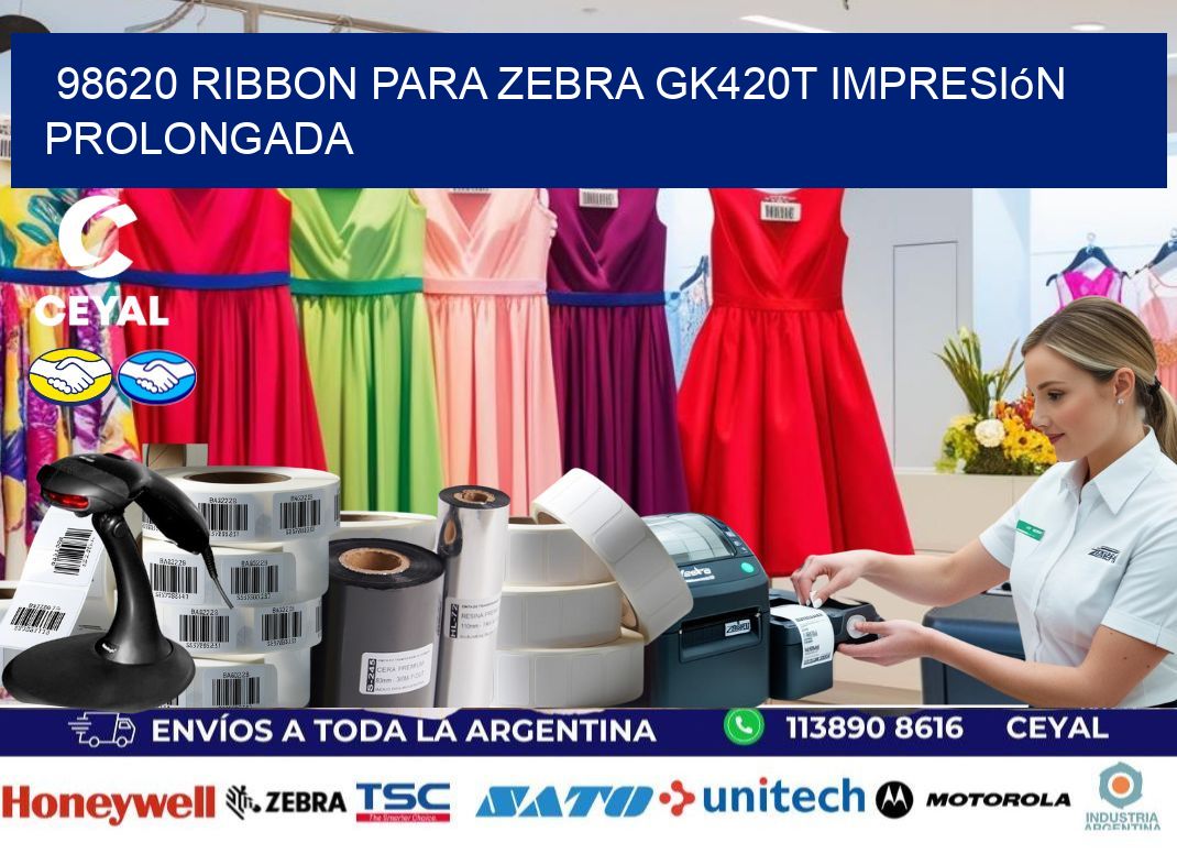 98620 ribbon para zebra gk420t impresión prolongada