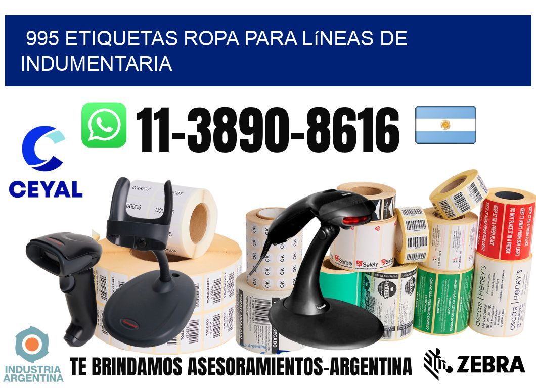 995 Etiquetas ropa para líneas de indumentaria