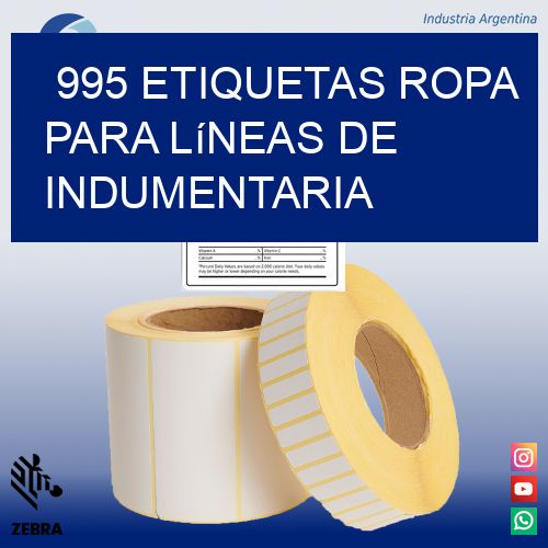 995 Etiquetas ropa para líneas de indumentaria