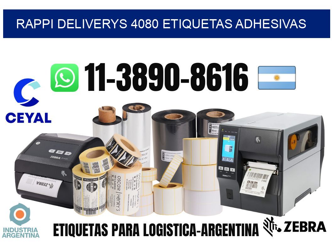 rappi deliverys 4080 etiquetas adhesivas