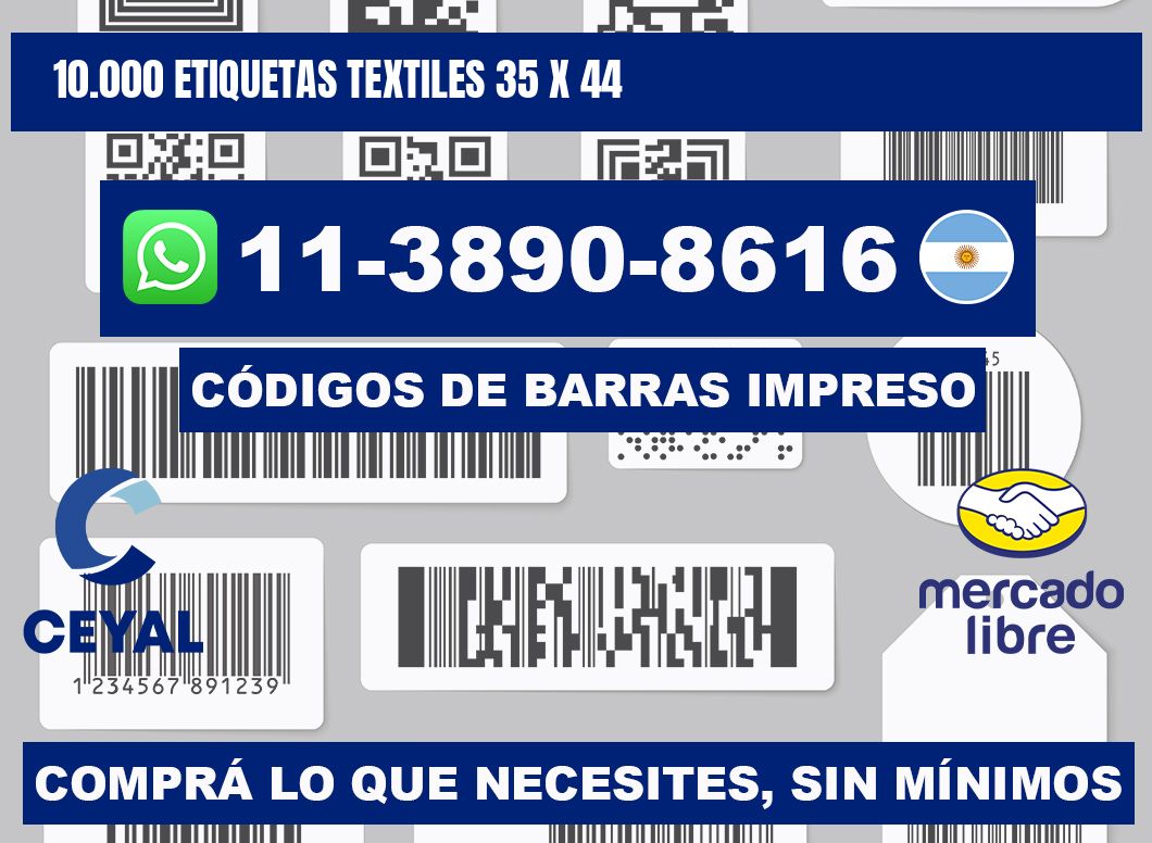 10.000 ETIQUETAS TEXTILES 35 x 44