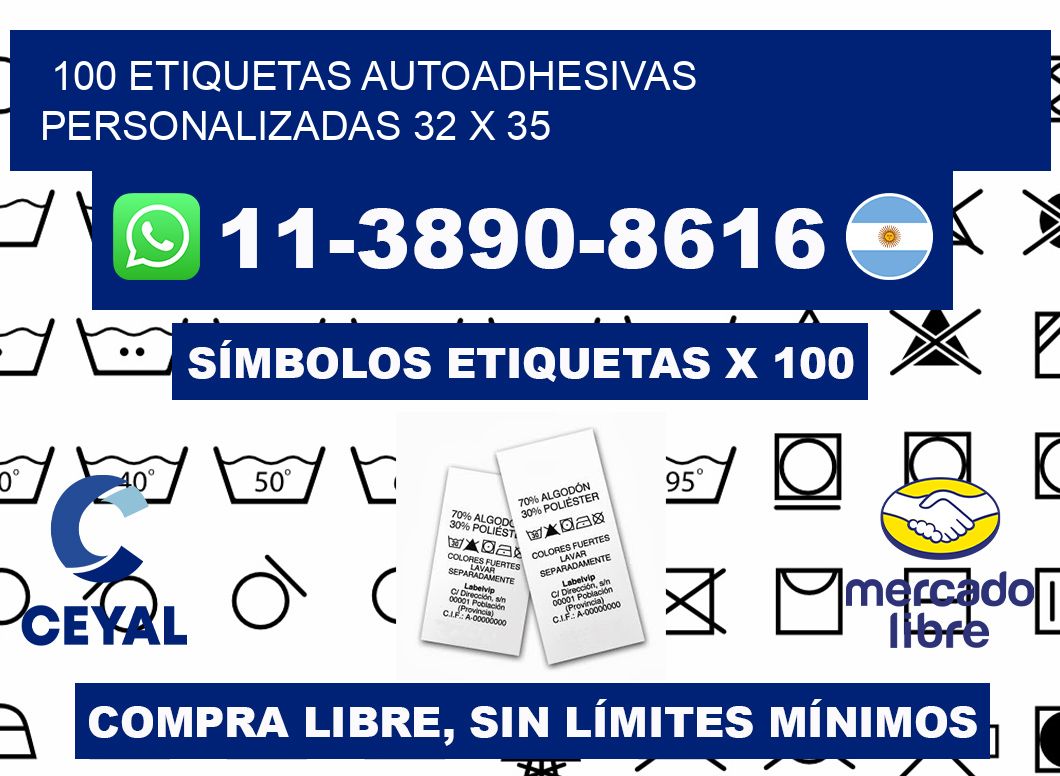 100 Etiquetas autoadhesivas personalizadas 32 x 35