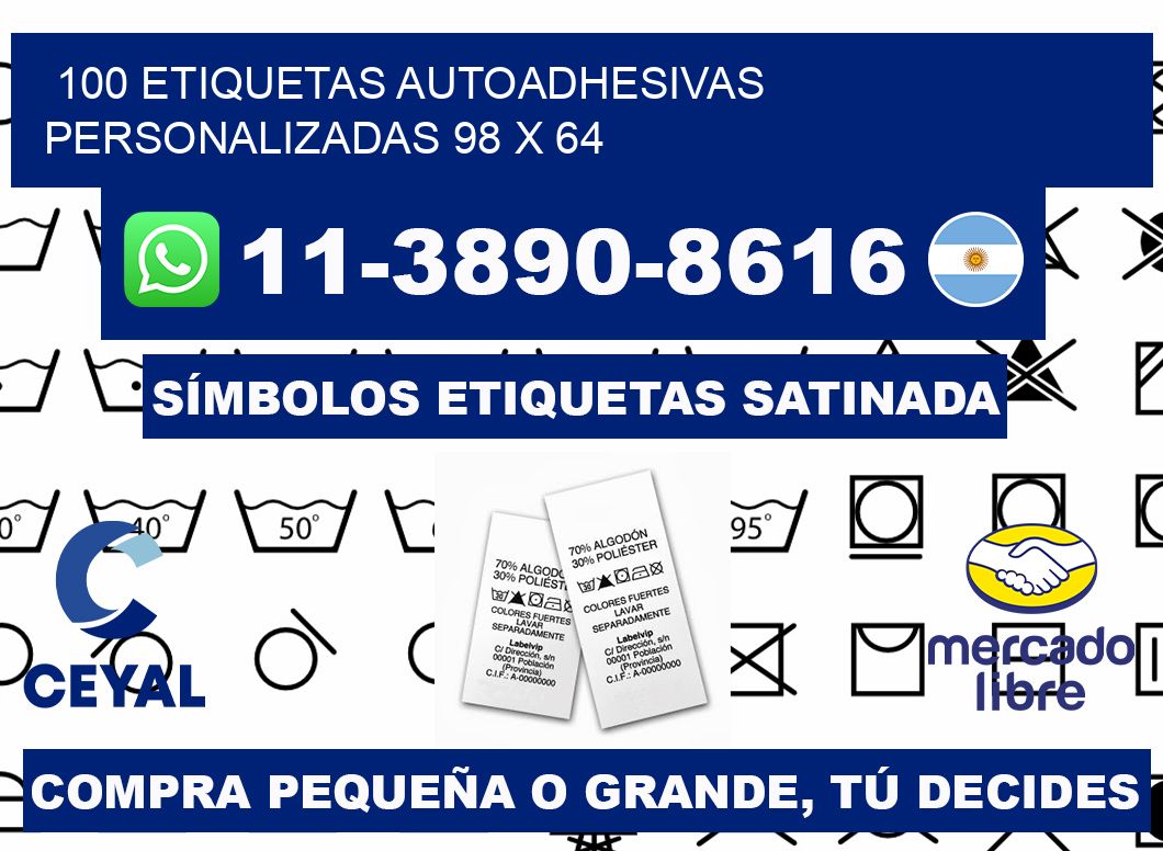 100 Etiquetas autoadhesivas personalizadas 98 x 64