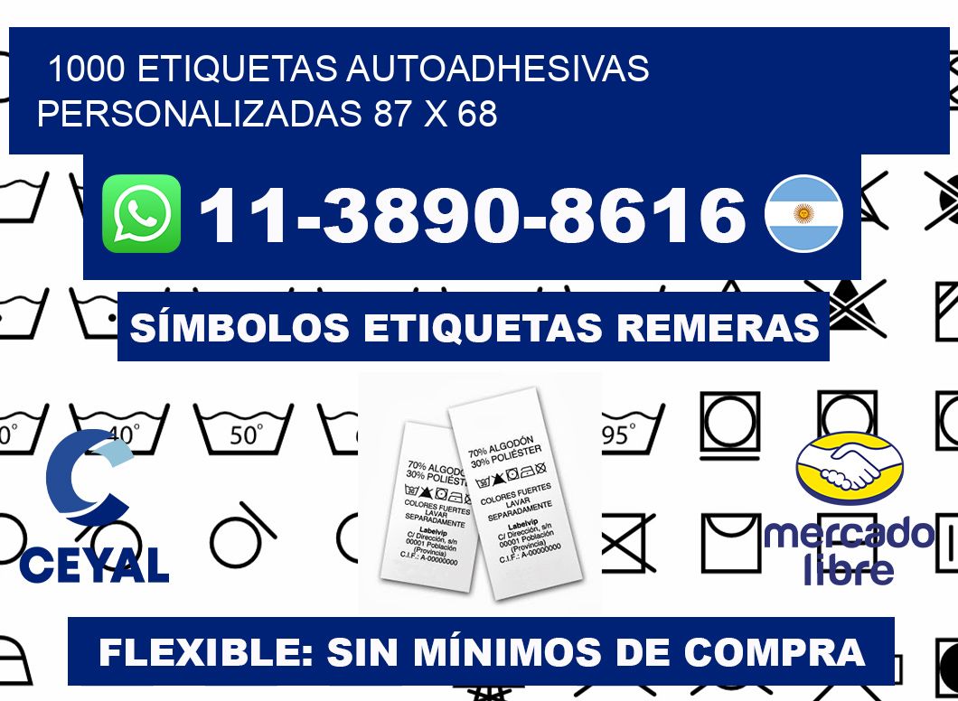 1000 Etiquetas autoadhesivas personalizadas 87 x 68