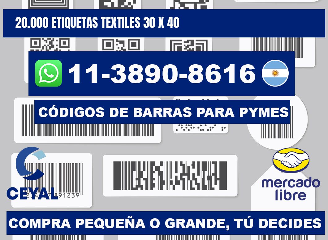 20.000 ETIQUETAS TEXTILES 30 x 40