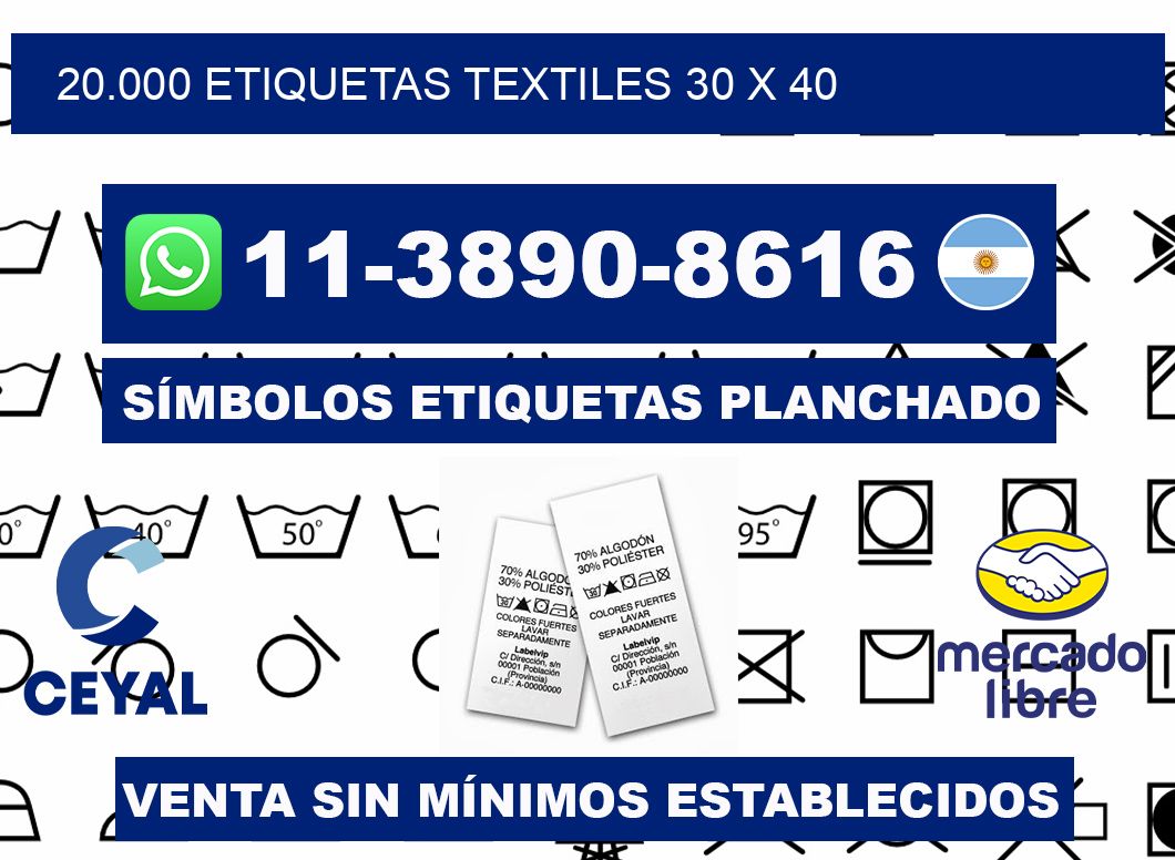 20.000 ETIQUETAS TEXTILES 30 x 40