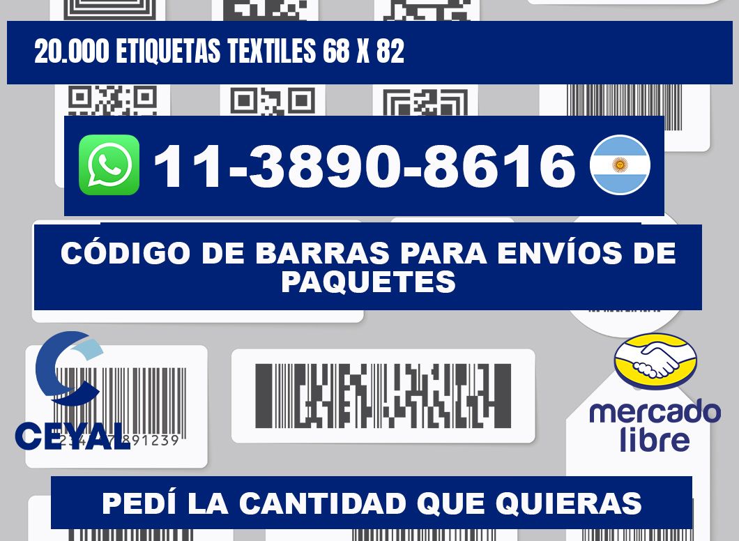 20.000 ETIQUETAS TEXTILES 68 x 82