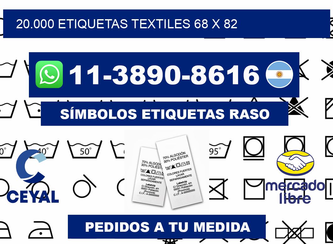 20.000 ETIQUETAS TEXTILES 68 x 82