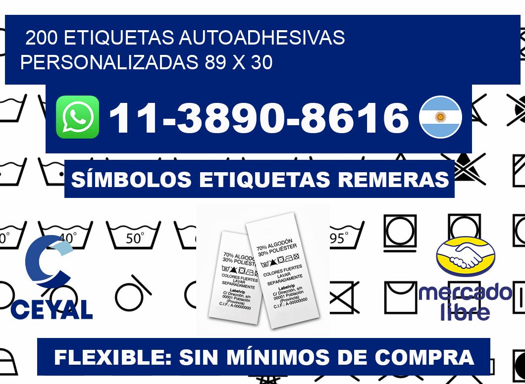 200 Etiquetas autoadhesivas personalizadas 89 x 30