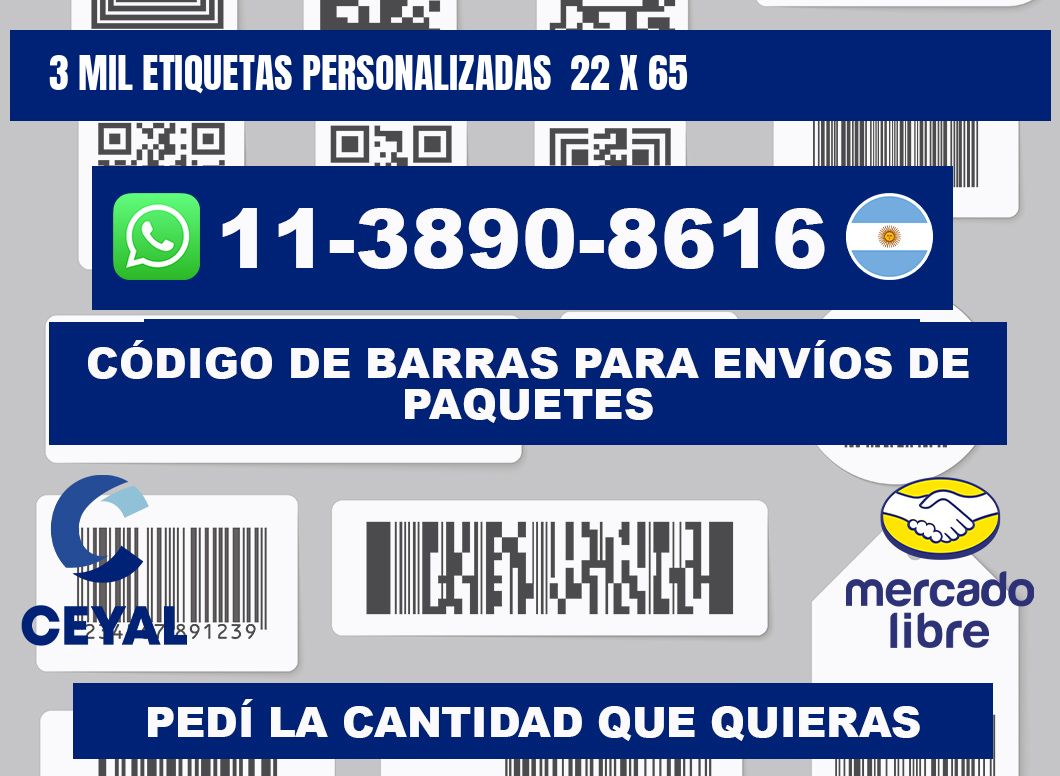 3 mil etiquetas personalizadas  22 x 65
