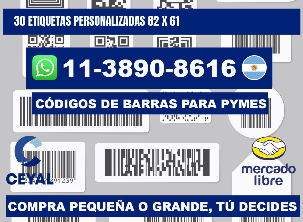 30 ETIQUETAS PERSONALIZADAS 82 x 61