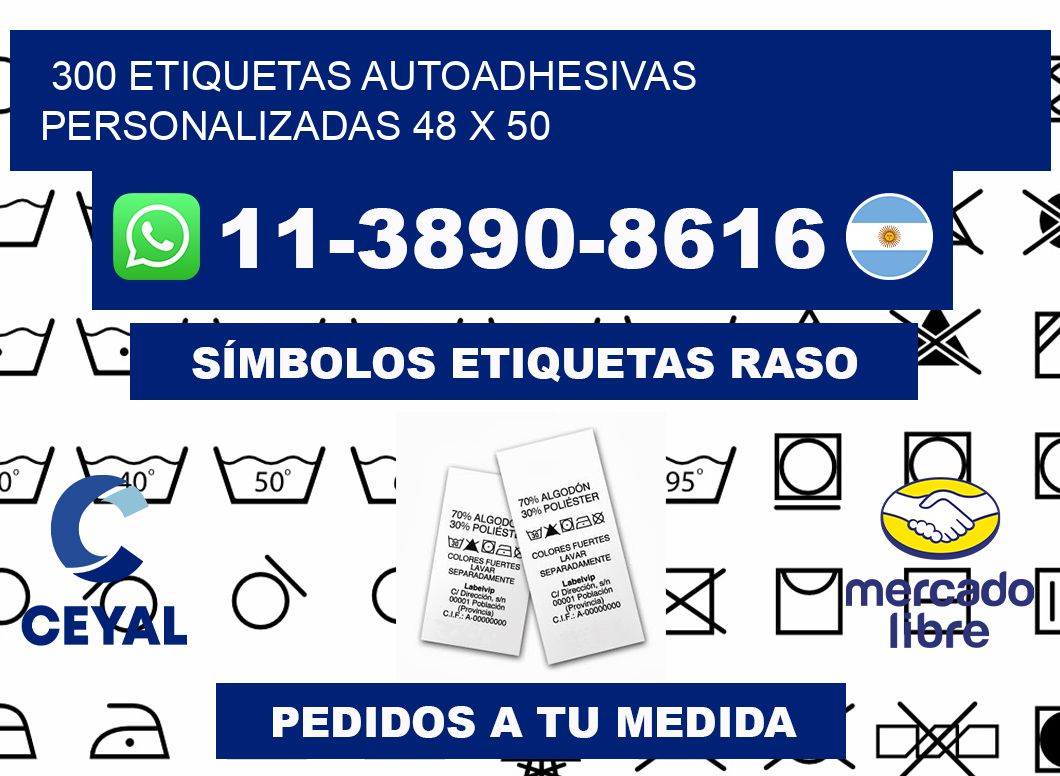 300 Etiquetas autoadhesivas personalizadas 48 x 50