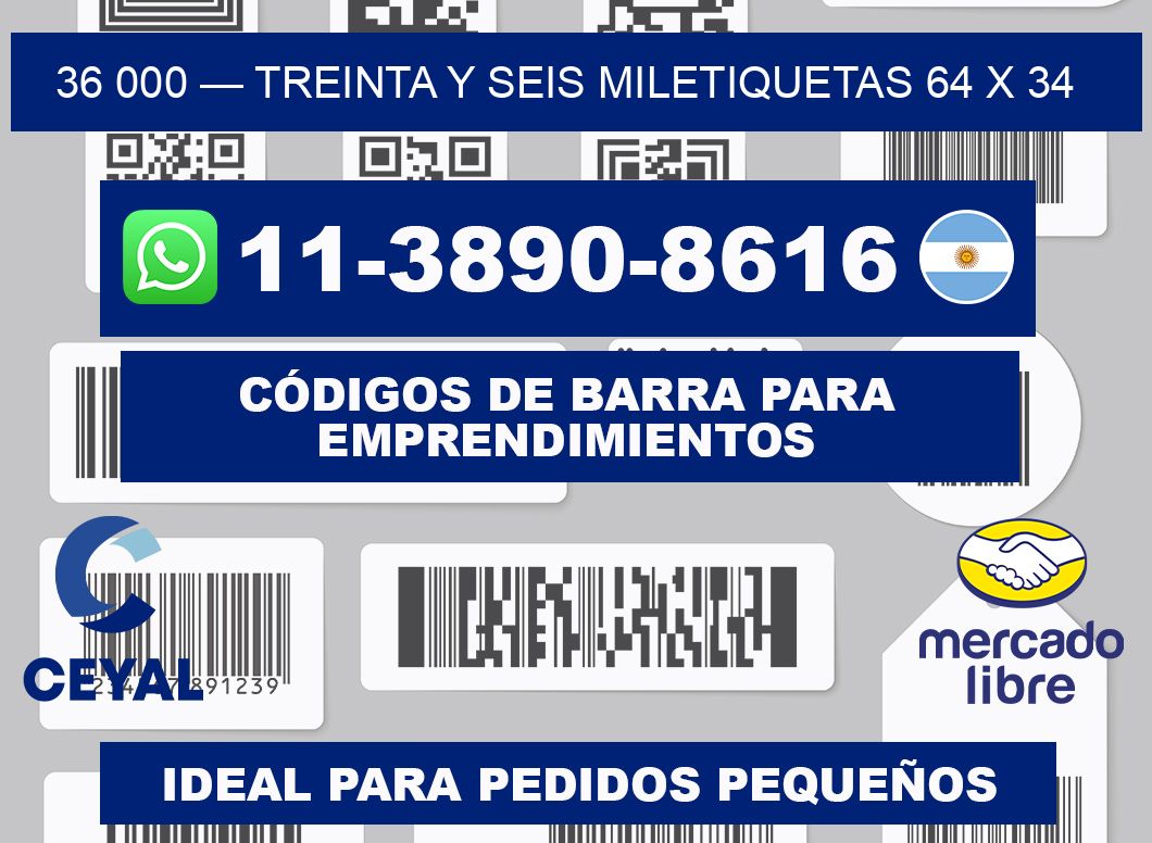 36 000 — treinta y seis miletiquetas 64 x 34