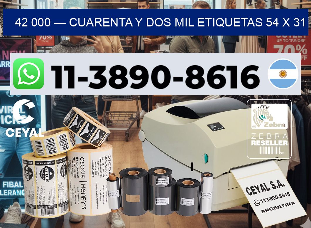 42 000 — cuarenta y dos mil etiquetas 54 x 31