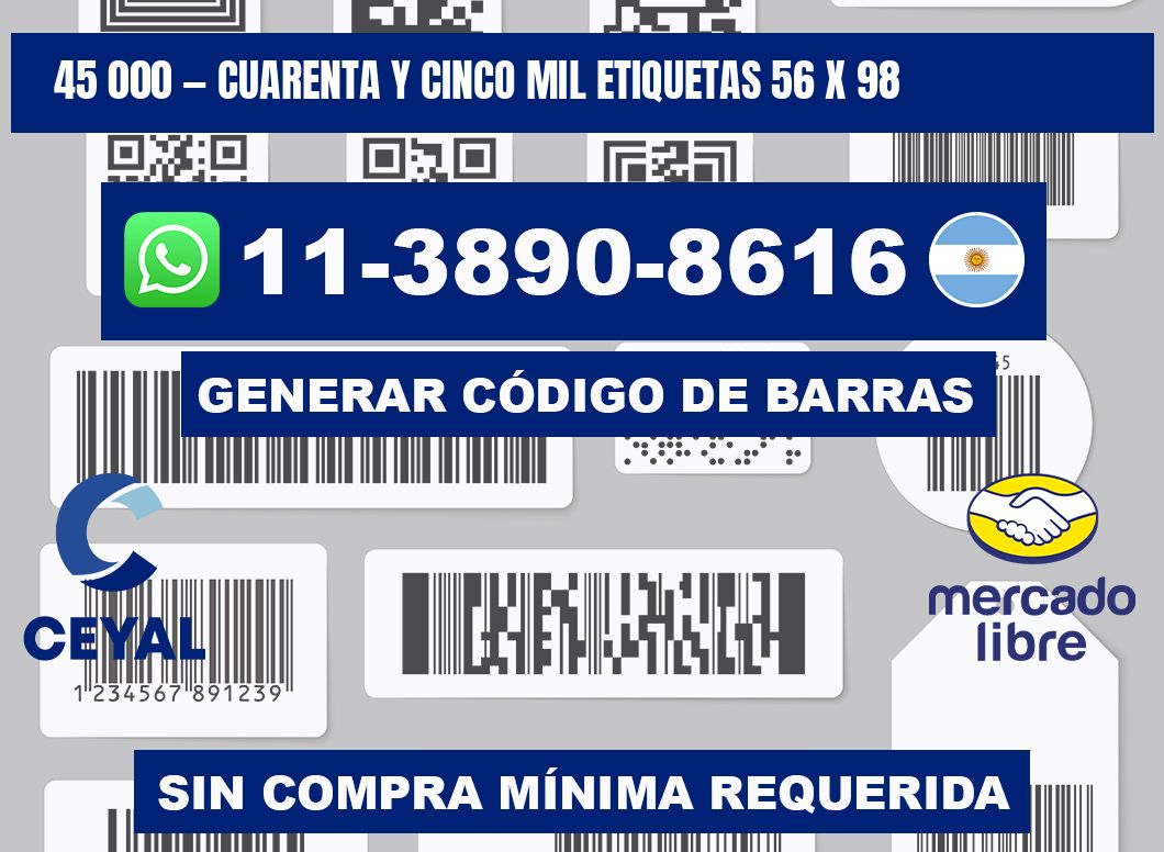 45 000 — cuarenta y cinco mil etiquetas 56 x 98