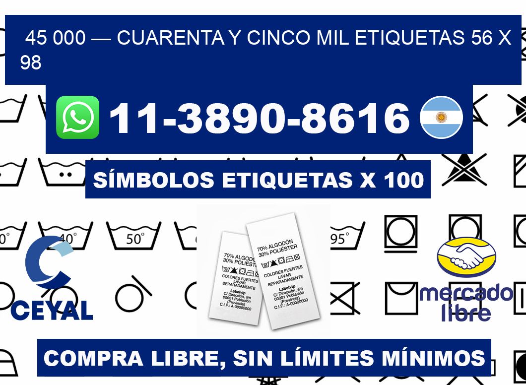 45 000 — cuarenta y cinco mil etiquetas 56 x 98