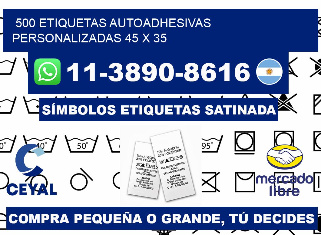 500 Etiquetas autoadhesivas personalizadas 45 x 35