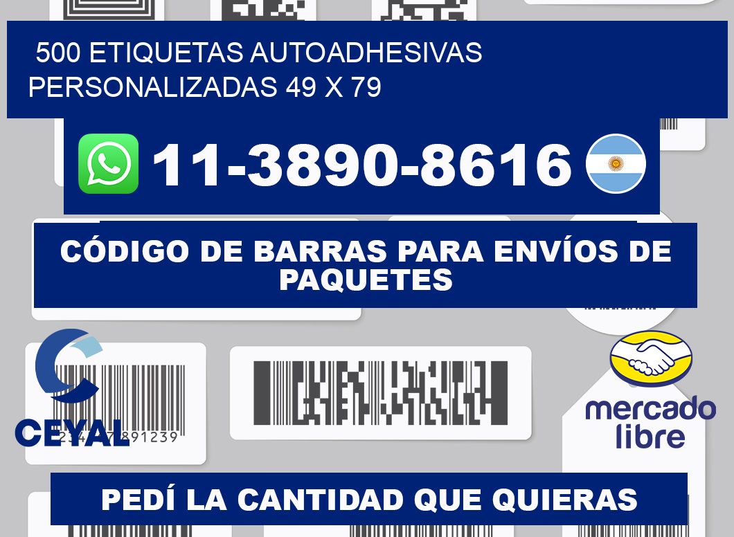 500 Etiquetas autoadhesivas personalizadas 49 x 79