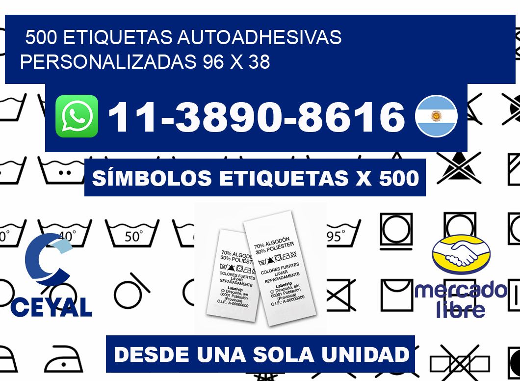 500 Etiquetas autoadhesivas personalizadas 96 x 38