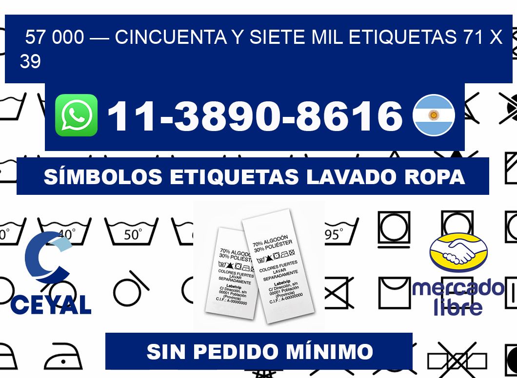 57 000 — cincuenta y siete mil etiquetas 71 x 39