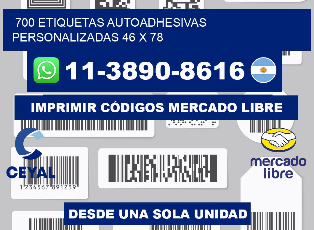 700 Etiquetas autoadhesivas personalizadas 46 x 78