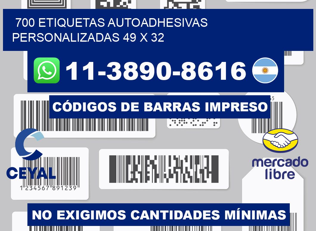 700 Etiquetas autoadhesivas personalizadas 49 x 32
