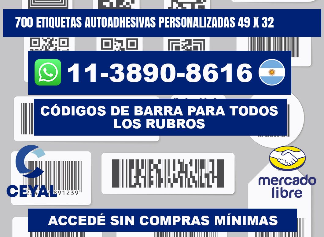 700 Etiquetas autoadhesivas personalizadas 49 x 32