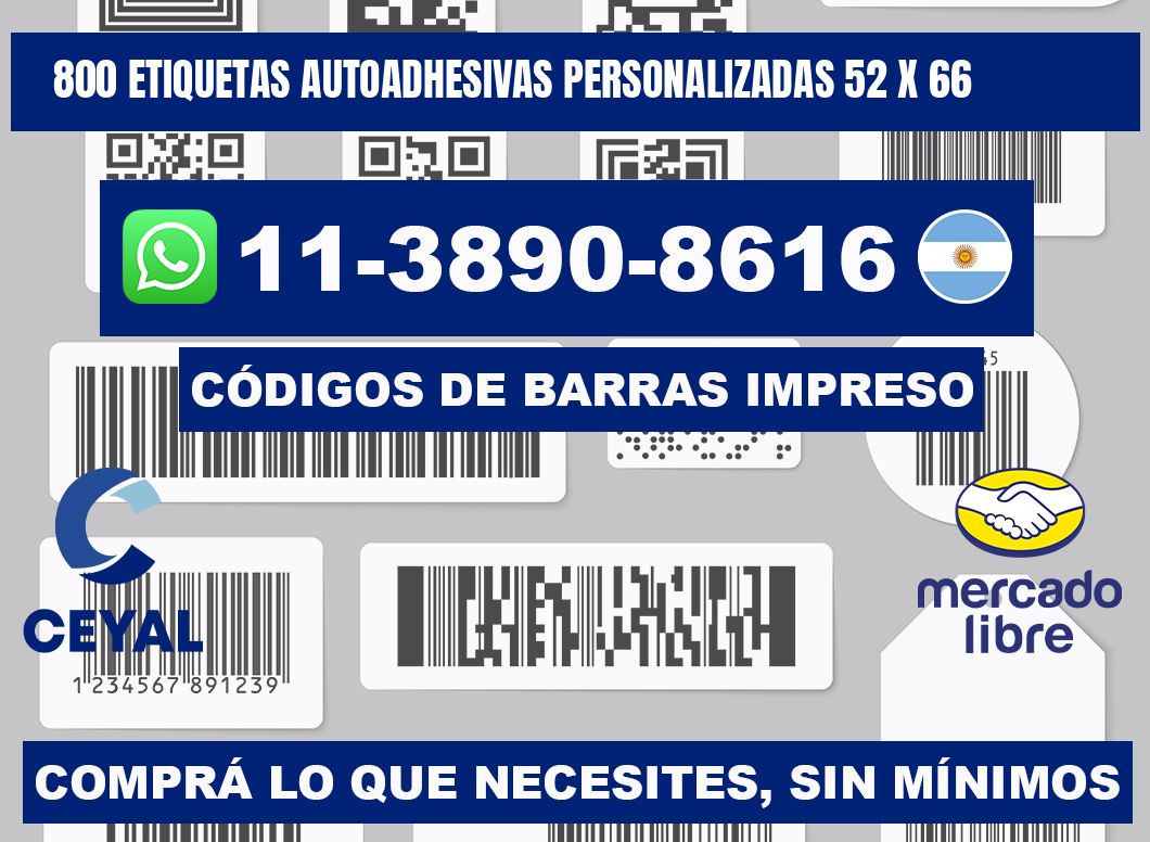 800 Etiquetas autoadhesivas personalizadas 52 x 66