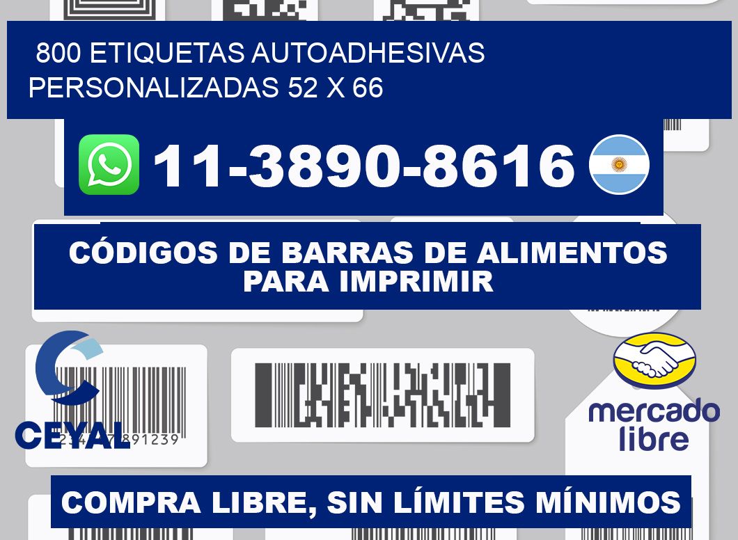 800 Etiquetas autoadhesivas personalizadas 52 x 66