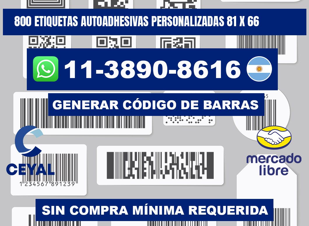 800 Etiquetas autoadhesivas personalizadas 81 x 66