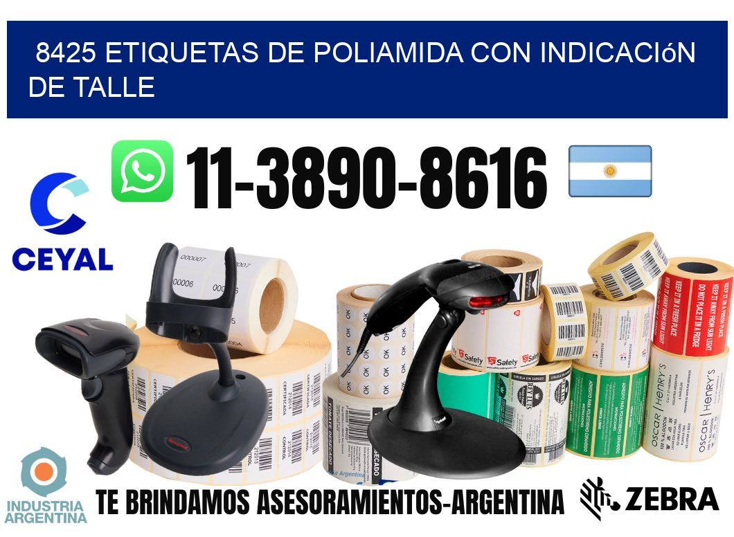 8425 Etiquetas de poliamida con indicación de talle