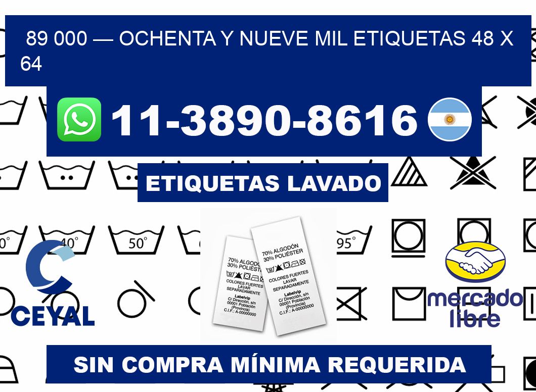 89 000 — ochenta y nueve mil etiquetas 48 x 64