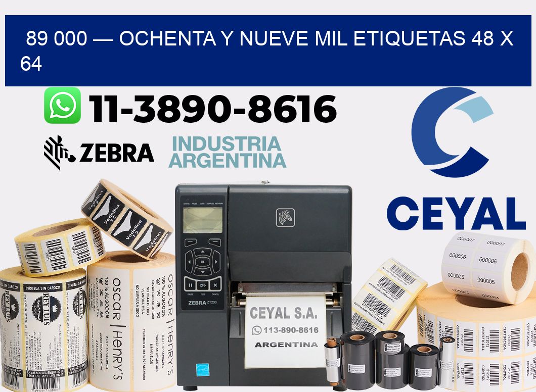 89 000 — ochenta y nueve mil etiquetas 48 x 64
