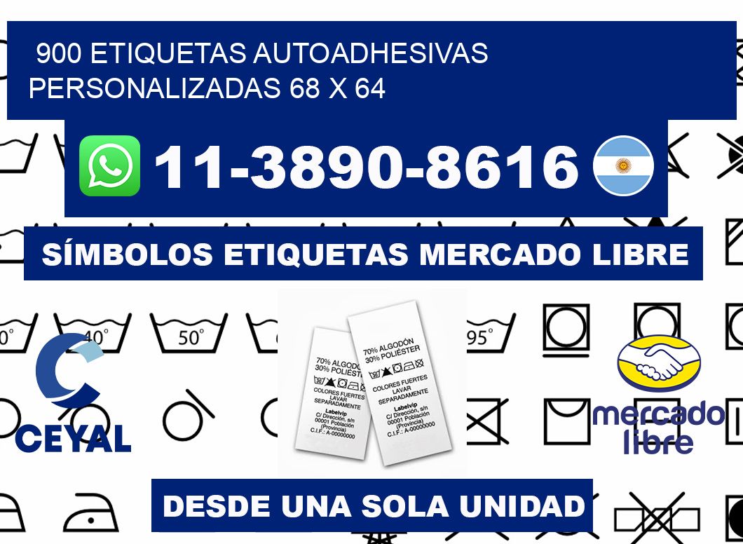 900 Etiquetas autoadhesivas personalizadas 68 x 64