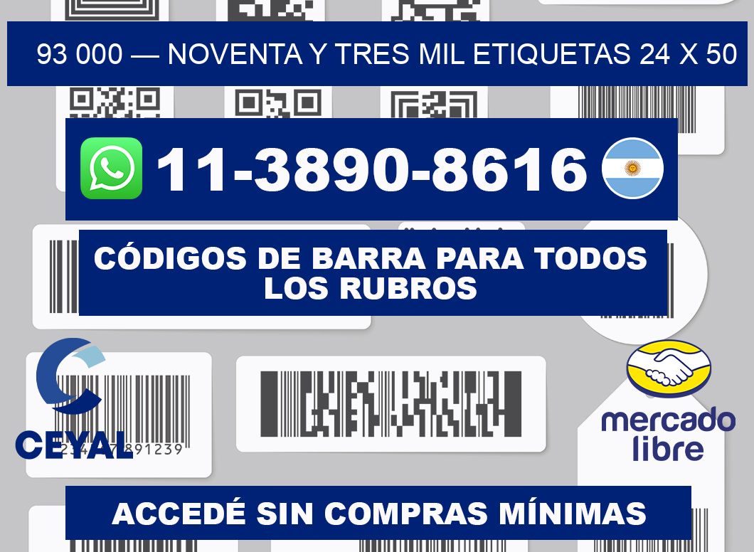 93 000 — noventa y tres mil etiquetas 24 x 50