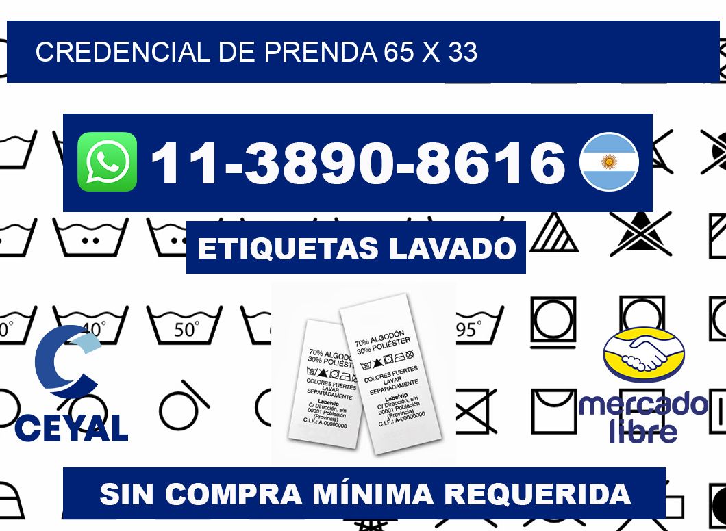 Credencial de prenda 65 x 33