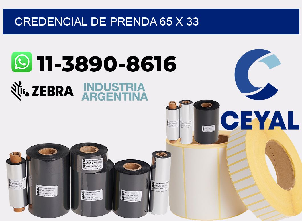 Credencial de prenda 65 x 33