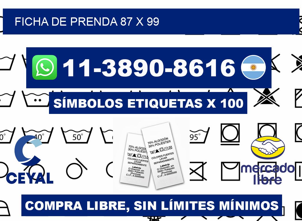 Ficha de prenda 87 x 99