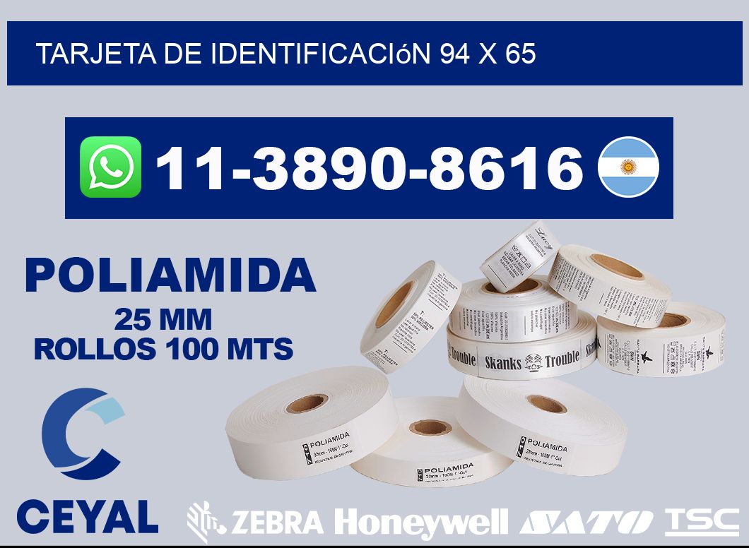 Tarjeta de identificación 94 x 65