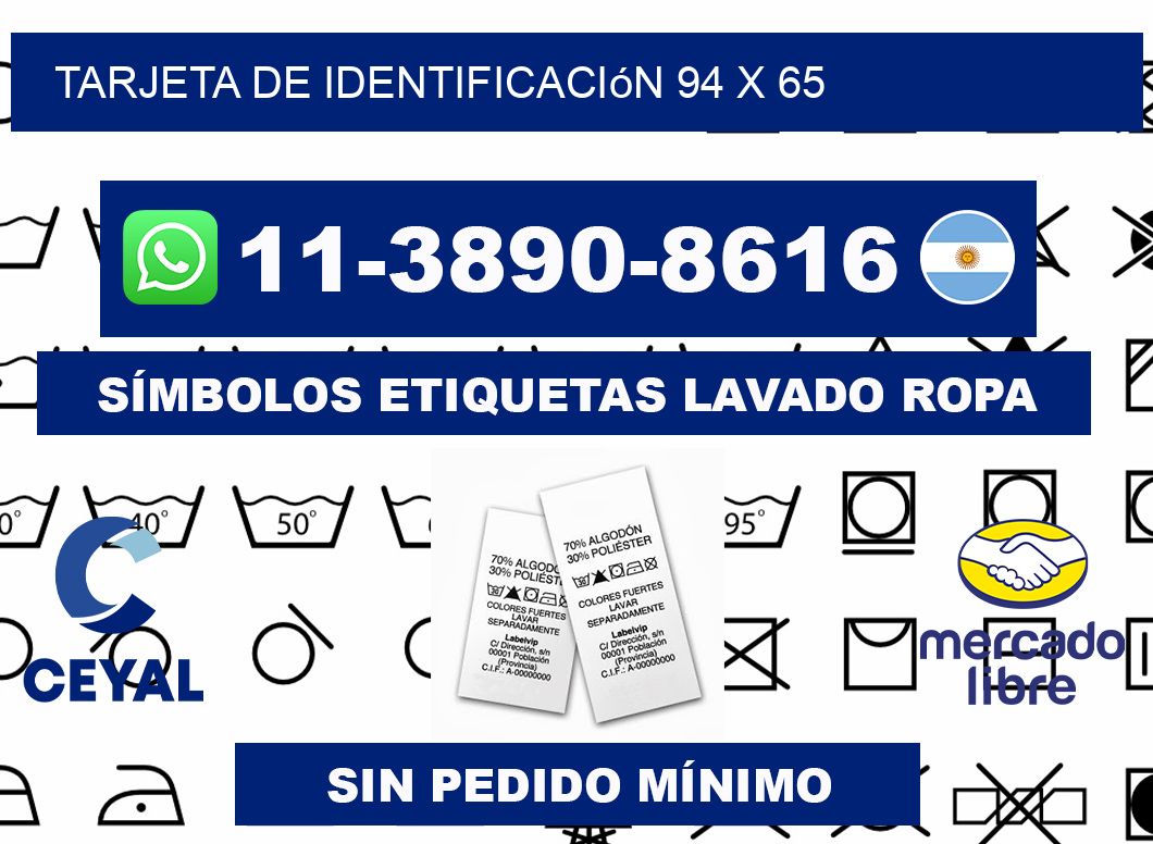 Tarjeta de identificación 94 x 65